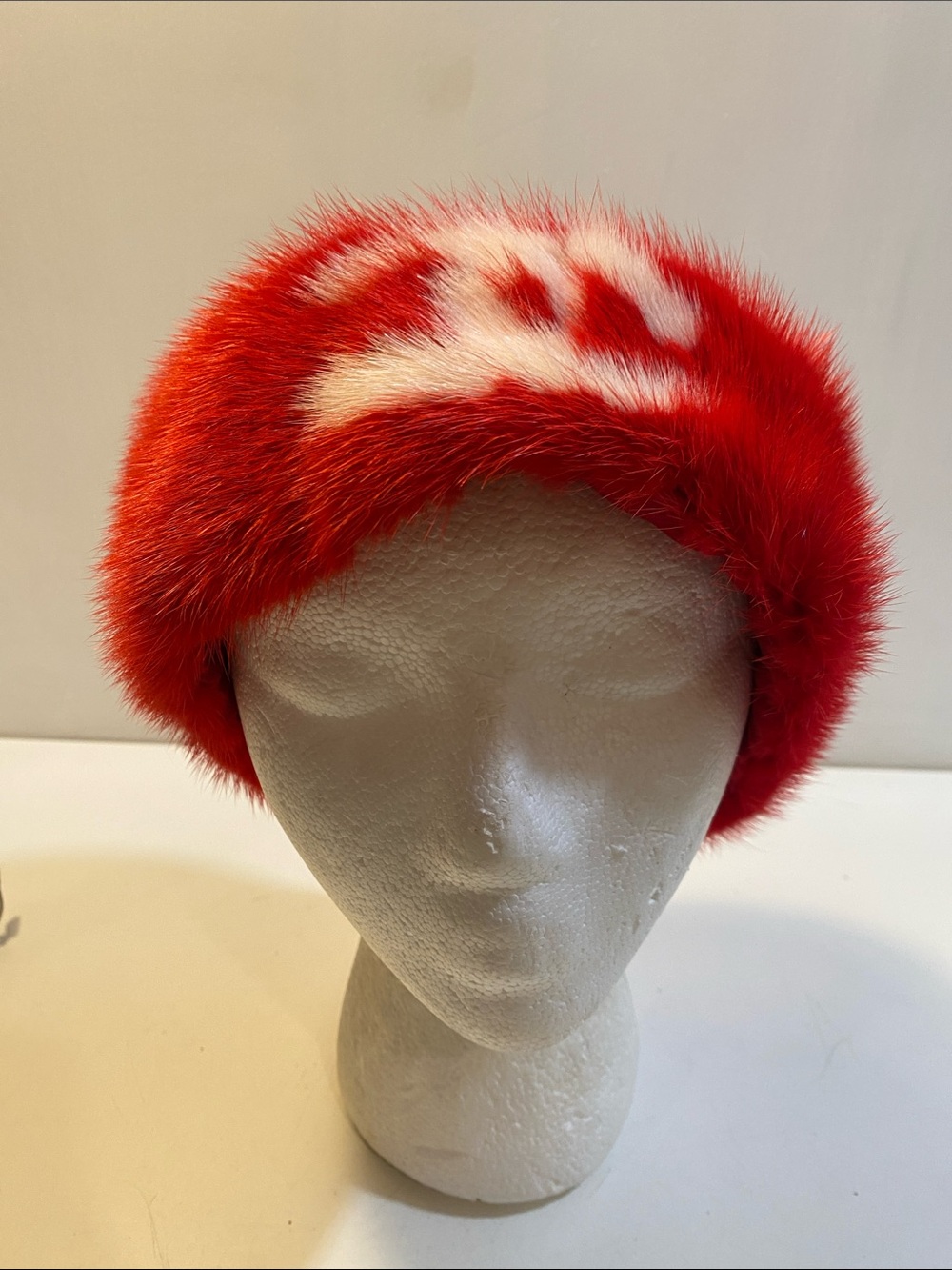 Red and White Faux Fur Headband - Women Accessories